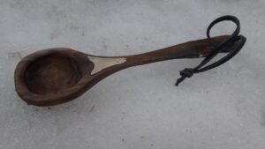Black walnut Spoon with Silver Inlay